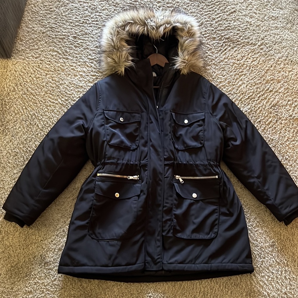 Parka Coat with fur trim hood